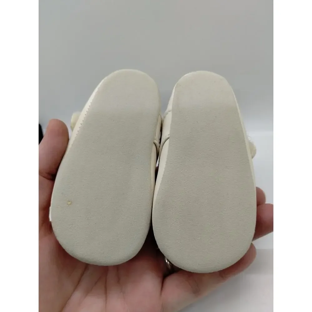 Vintage Gold Bug Infant Baby Dress Booties Shoes - Size 1 - Cracking - Doll Shoe